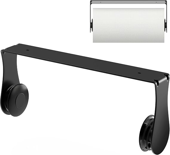 Paper Towel Holder Under Cabinet, One-Hand Tear, Wall Mount or Adhesive
