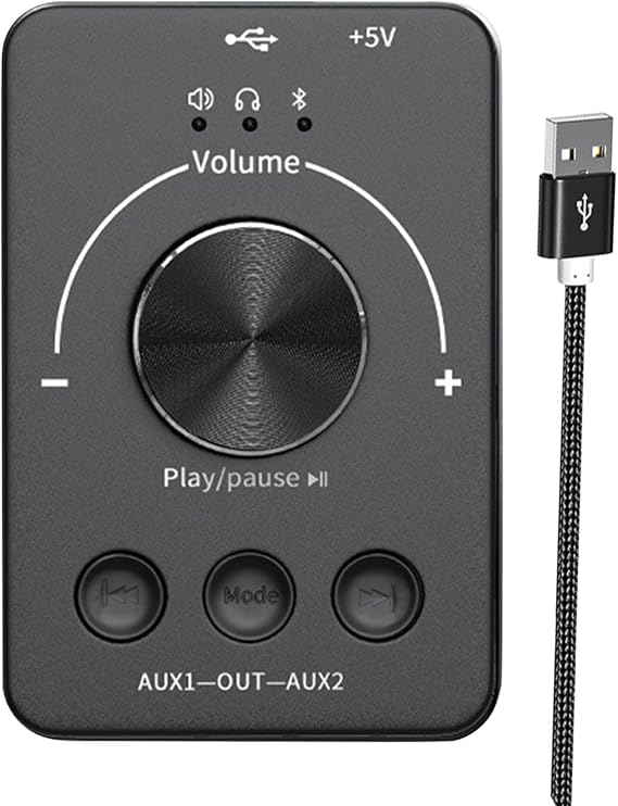 Multimedia USB Volume Control Knob - Audio Adjuster for Headphones, PC and Devices, Disc Decode Player for Audio Adjustment | Bluetooth Transmitter, Sound Controller for Home, School, Work Area