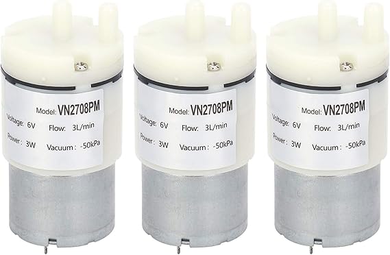3Pcs Micro Diaphragm Pump Mini Vacuum Water Air Motor for Fish Tank DC 6V, Small Size and Strong Structure, Ideal Micro for Chemical Industry