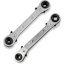 2Pcs HVAC Service Wrench Set, Reversible Ratchet Spanner, Radiator Valve Spanner, HVAC Tools 1/4" 5/16" 3/16" 3/8" Joker Spanner for Refrigeration Equipment Repair
