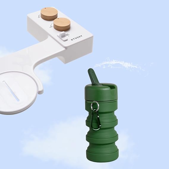 TUSHY Spa Bamboo Bidet & Evergreen Travel Bidet Bundle