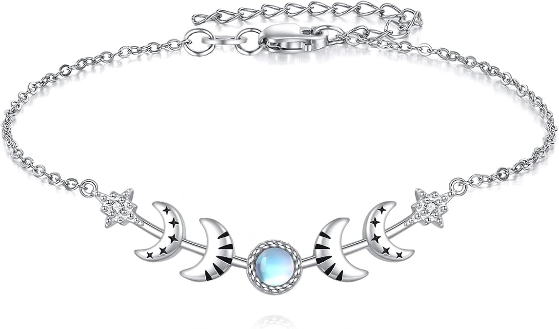 Moon Phase Bracelet Sterling Silver Moonstone Moon Phase Bracelet Moonstone Jewelry Gifts for Women