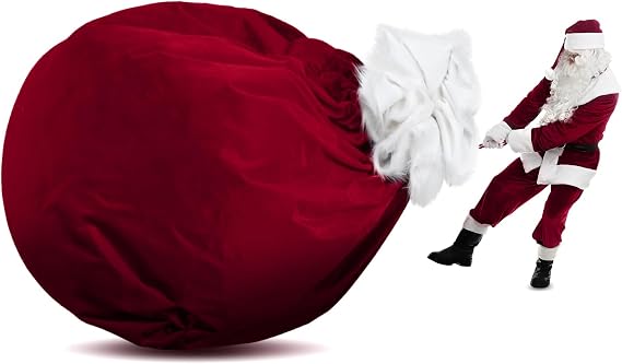 Shappy 70x58in Extra Large Christmas Velvet Santa Bag Gift Sack, Burgundy