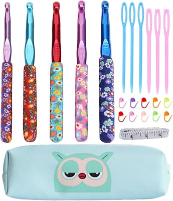 Large Crochet Hook Set,10mm 9mm 8mm 7mm 6.5mm Crochet Hooks,Size K L M N Crochet Hooks for Crocheting