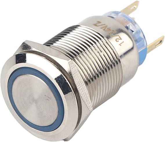 Health Gear Led Push Switch, On Off Switch 12v, Latching Push Button Switch, Stainless Steel Self Locking Push Switch, 1NO1NC(Blue)
