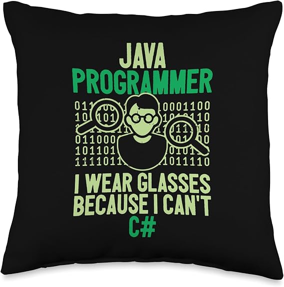 Java Programmer I Wear Glasses Computer Nerd Coder Coding Throw Pillow