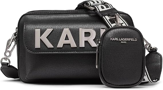KARL LAGERFELD Paris レディース Maybelle クロスボディバッグ ポーチ付き ブラック/シルバー ワンサイズ
