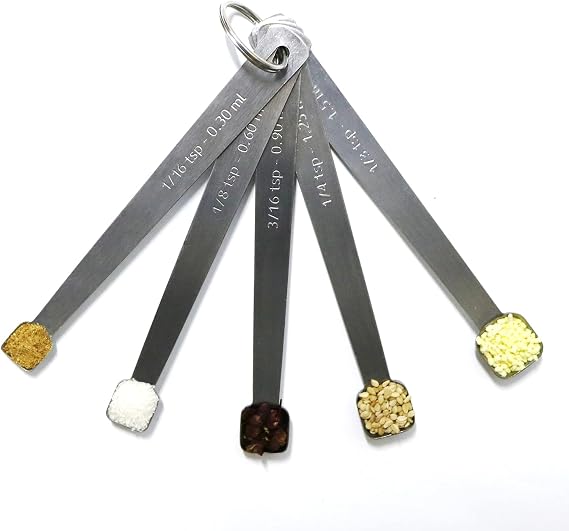 Mini Measuring Spoon Set, Square Head Small Teaspoon for Tiny Measurement | 1/3, 1/4, 3/16, 1/8, 1/16tsp, Stainless Steel, Rust-Free, Dishwasher-Safe, High Precision, Easy-Read Markings