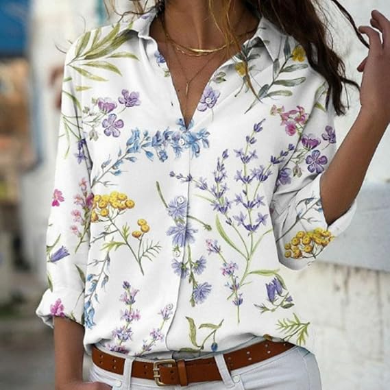 Men's Printed Long Sleeve Shirt Regular Fit Polyester Casual