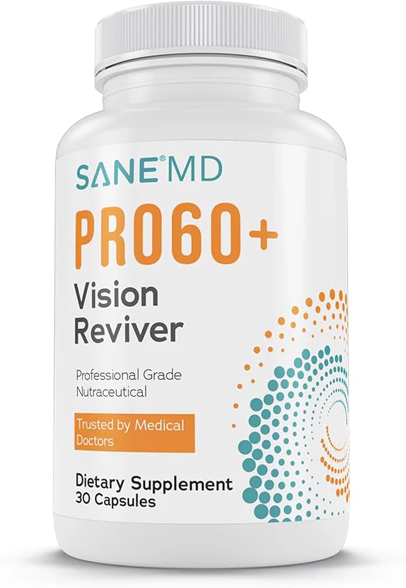 Sane MD PRO60+ Vision ReviverTM, Eye Supplement for Adults, 30 Capsules
