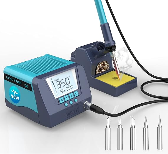 Bakon 852d+ Heat Gun And Soldering Iron 2-In-1 Kit, Smd Hot Air Rework Soldering Station, Multiple Functions Electronics Kit, Led Digital Display, Knob Type Adjustable Temperature