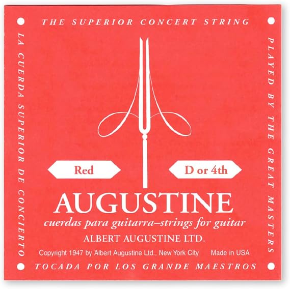 AUGUSTINE Augustine Classic Guitar Strings, Red 4 Strings, Red 4th
