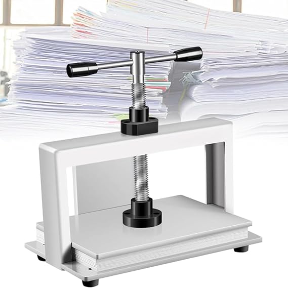 Bookbinding Press Machine A4/A3 Heavy Duty Bookbinder Double Balance Rod Paper Press Machine, Manual Paper Flattening Machine for Express Orders Stamps Receipt,A4