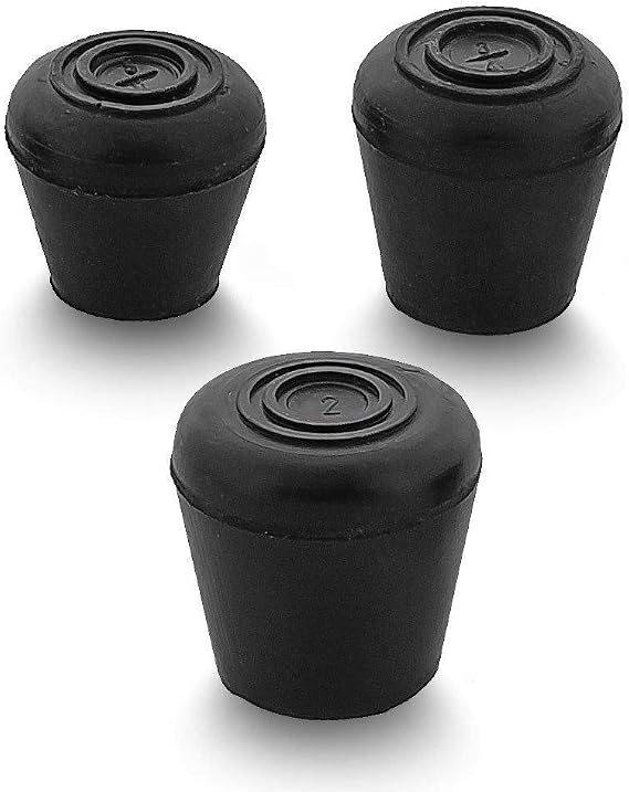 Low Profile Black Rubber Walking Cane Tips - Choose from 16/18/22 mm