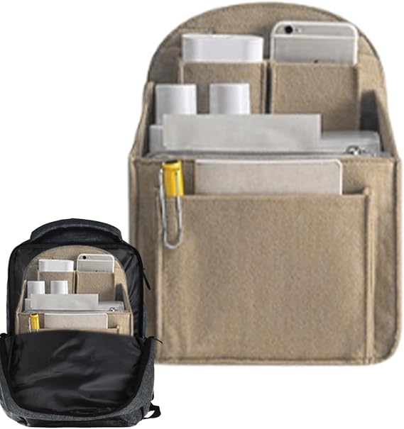 Felt Backpack Organizer Insert Lightweight, Multi-Pocket, High Capacity