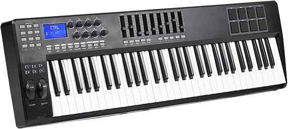 61-Key USB MIDI Keyboard Controller 8 Drum Pads With USB Cable MIDI Controller Keyboard Colorful Pads Electronic Keyboard