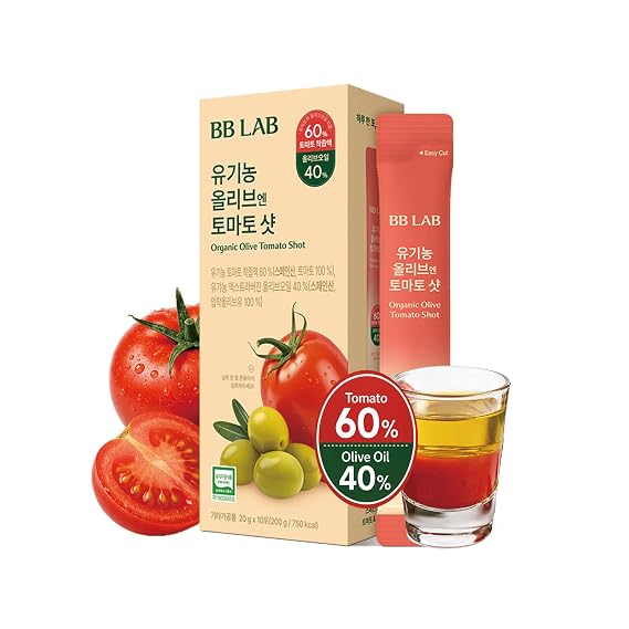 BB LAB Organic Olive & Tomato Dual Shot, 40:60 Ratio, Spanish Picual EVOO & Tomato, 20g*10 Sticks