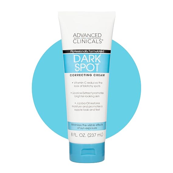 Advanced Clinicals Dark Spot Vitamin C Cream For Face, Hand & Body Lotion, Anti Aging Therapeutic Skin Care Moisturizer Lotion Reduces Appearance Of Age Spots, Blotchy Skin, Wrinkles, Large 8 Fl Oz