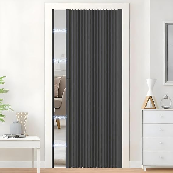Interior Accordion Door, Aluminum Frame and Cellular Fabric Folding Door, for Kitchen, Wardrobe, Bathroom and Bedroom Partitions & Privacy Protection, Custom Size