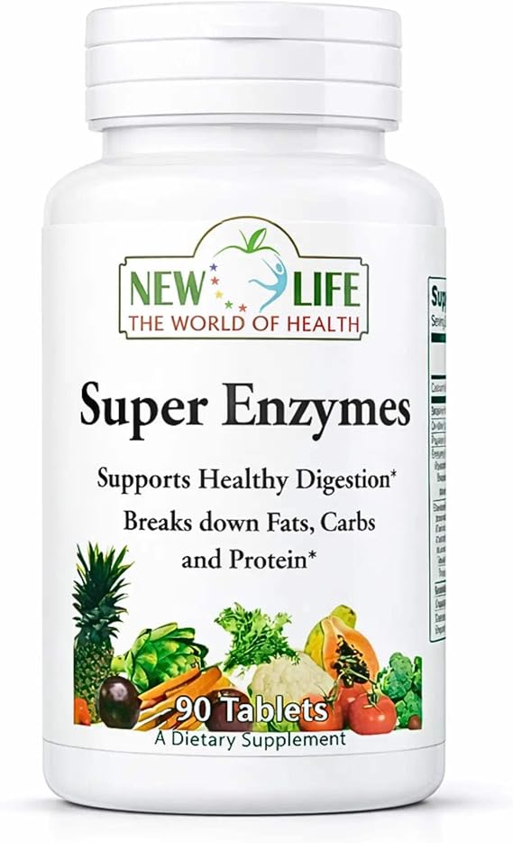 New Life Super Enzymes, Pancreatin 10x, Healthy Digestion, 90 Tablets