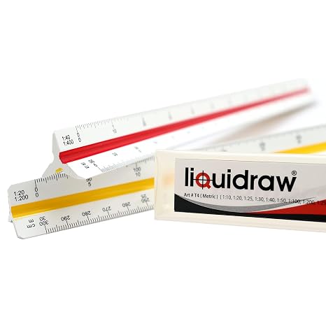Liquidraw Triangular Scale Ruler, 30cm Metric Architect Tool with Case