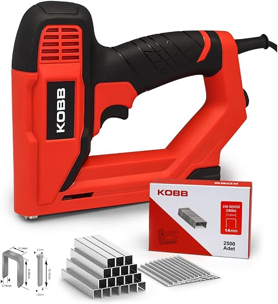 KOBB KBZ200B 8-16mm Zımba ve 15-16mm Profesyonel Çivi Çakma Makinesi + 3000 adet Yedek Zımba ve Çivi