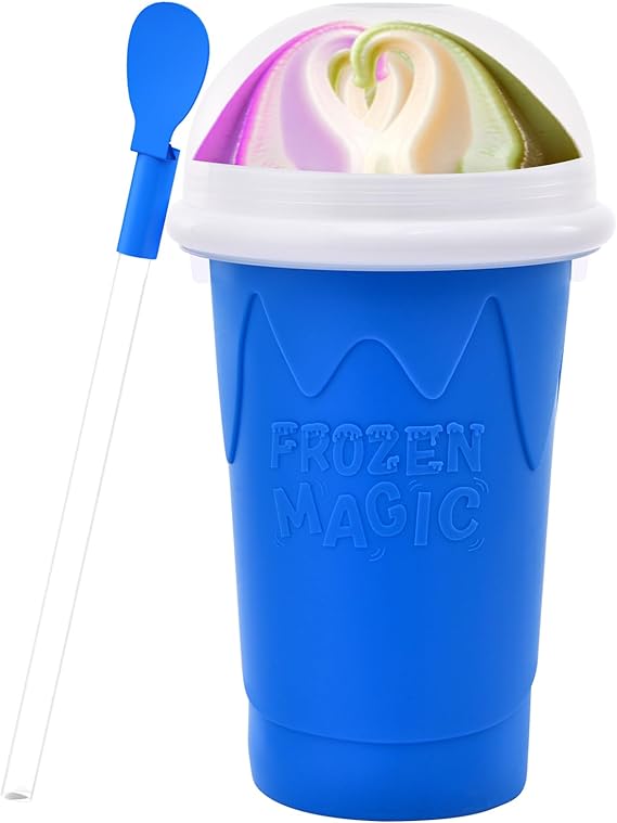 500ML Slushie Maker Cup, Magic Quick Frozen Smoothies Cups for Homemade Milk Shake Ice Cream Makers, Cooling Cups, Double Layer Squeeze Slushy Cup, Birthday Gifts for Kids Mom Dad Friends,Family