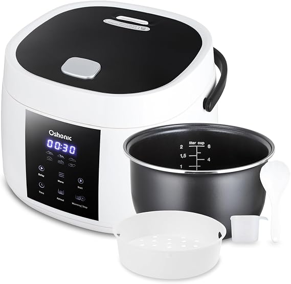 Rice Cooker Small,6-Cup (Uncooked) / 12-Cup (Cooked),6-in-1 Multi Cooker,Electric Smart Rice Cooker,Portable Non-Stick Rice Maker With Steamer Basket,12 Hours Timer Delay & Keep Warm Function