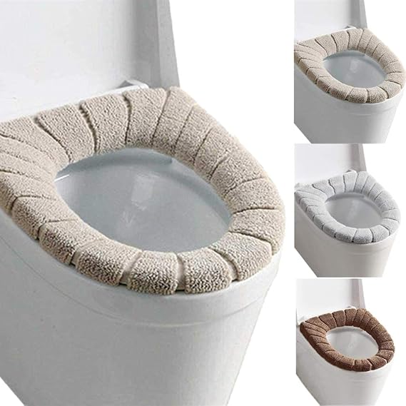 Toilet seat warmer, toilet seat cover, washable toilet seat cover, 3 pieces, soft, thick, washable, stretchy.