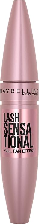 Maybelline Lash Sensational Washable Mascara, Lengthening and Volumizing for a Full Fan Effect, Blackest Black, 1 Count