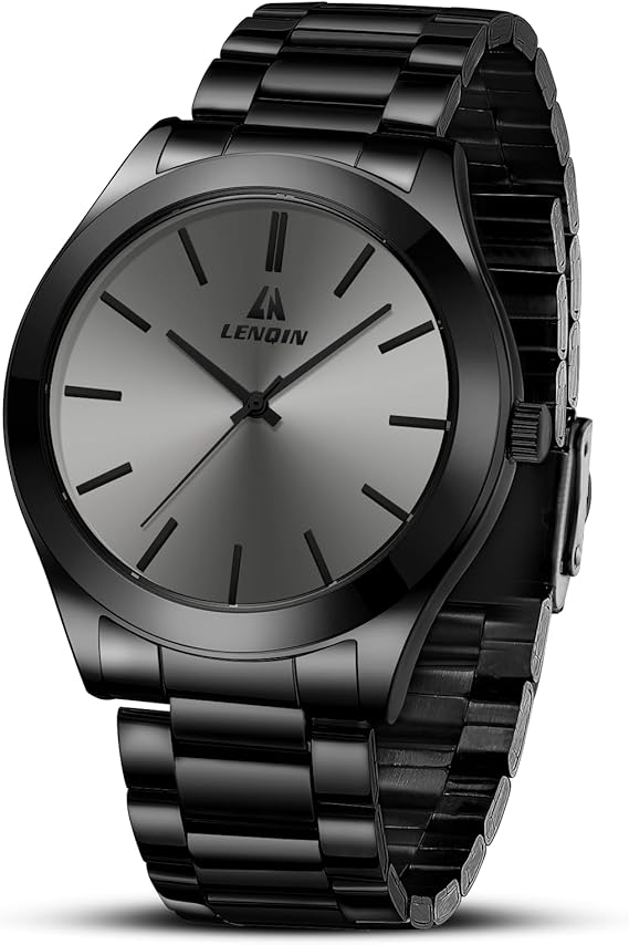 LN LENQIN Mens Watches Stainless Steel Watches Men Analog Quartz Watch 30M Waterproof Mens Wristwatches Business Designer Watch