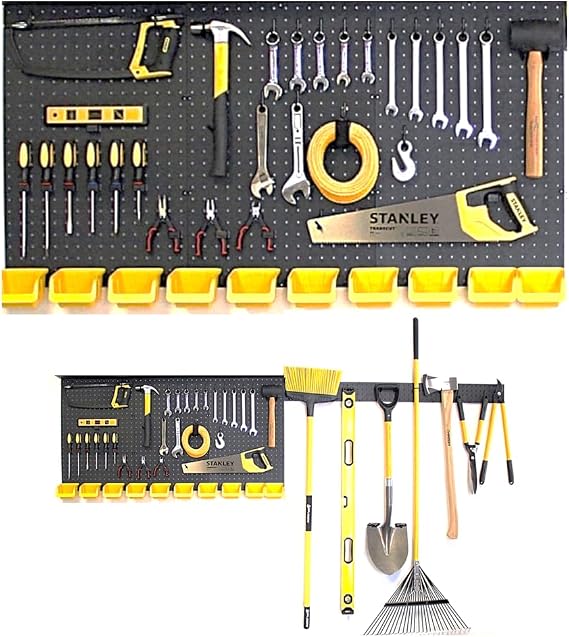 WallPeg Pegboard Wall Organizer 96- inch Garage Pegboard Panel Organizer PK 139 B Utility Tool Storage Kit with Tool Board Peg Hooks Accessories, Wall Mounted Storage Bins