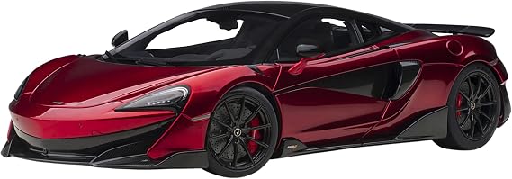 Auto Art Models McLaren 600LT Vermillion Red and Carbon 1/18 Model Car by Autoart 76085