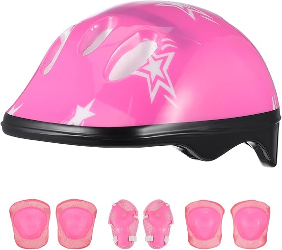 Kids Protective Gear Set 7 Pcs Adjustable Helmet Wrist Elbow Knee Pads for Skateboarding Cycling Scooter Safety