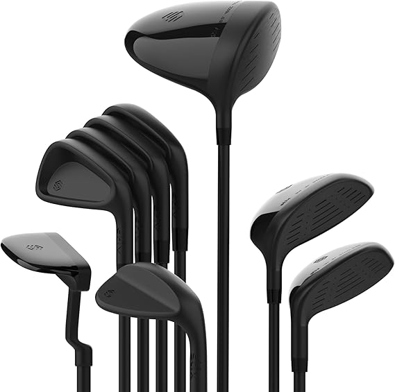 Golf Club Set for Men & Women Mens Golf Clubs Full Set Right Handed, 9 Piece, Graphite Shafts, Regular Flex Driver, Wood, Hybrid, Irons, Wedge & Putter Forgiving, Lightweight Design