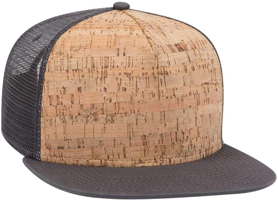 OTTO Cork Flat Visor SNAP 5 Panel Mesh Back Trucker Snapback Hat