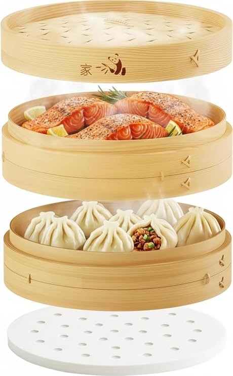 8" Bamboo Steamer Basket - Delicious Home Cooked Meals, Authentic Flavor