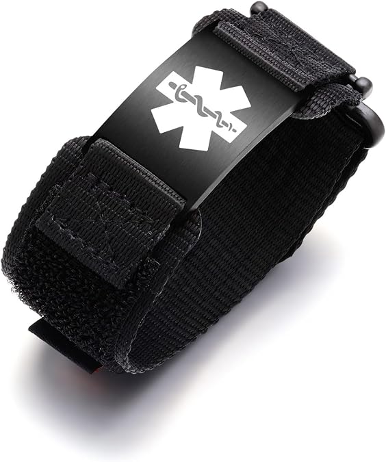 Customizable Medical Alert Bracelets for Men Women, Hook and Loop Medical ID Bracelets with Free Engraving, Interchangeable Medic Bracelet, 6.0-8.5 Inches Adjustable