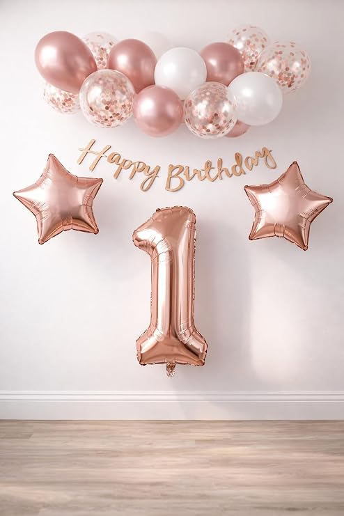 1 Yaş Set Rose Gold Konsept Doğum Günü Seti