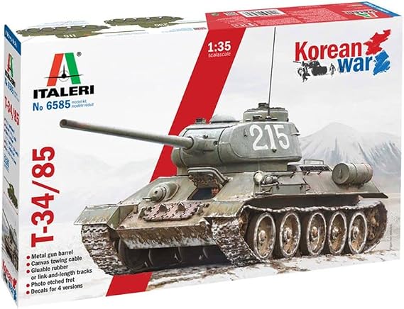 Italeri 6585 T-34/85 Tank Korean War 1/35 Scale Plastic Model Kit