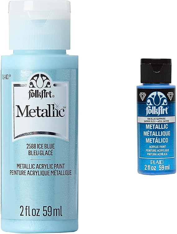 FolkArt Metallic Acrylic Paint in Assorted Colors (2 Ounce) Bundle