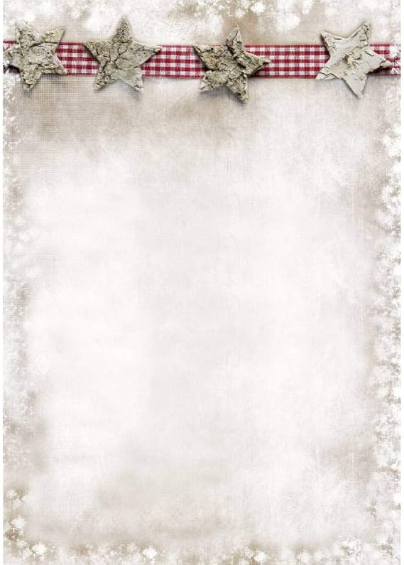 SIGEL Christmas Design Paper A4 | DP052, wooden Christmas stars, 90 gsm, beige and red, 25 sheets