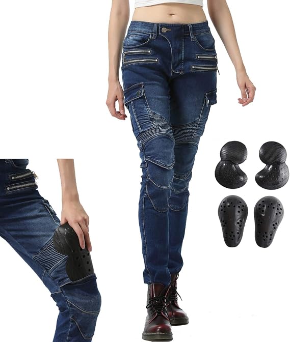 Takuey Motorcycle Riding Jeans for Women Biker Motocross Racing Cycling Protective Pants