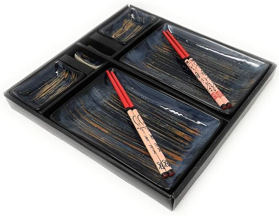 Contemporary Dinnerware 8 PCS Sushi Dinner Set For Two In Gift Box