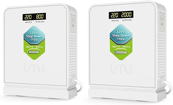 UMI 800W and 2000W Step Down Voltage Converter Set, 220V to 110V Converter, 110 Volts or 100 Volts Output for Asia Europe Australia Appliances Using in US Canada Japan, 220v 110v Step Down Transformer