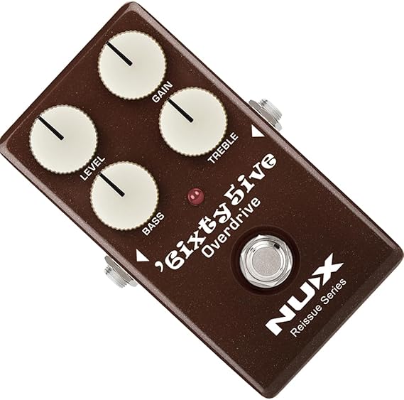 NUX 6ixty5ive Overdrive Effect Pedal, True-bypass Hardware Switching, 9V Battery, Gain Knob, Analog Circuit, pedals for Electric Guitar