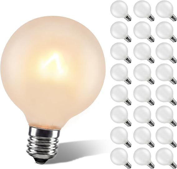 SUNSGNE G40 Globe Replacement Bulbs with Frosted White, 1.5 Inch -5 Watt -Screw Base -Fits E12 and C7 Sockets, 25 Pack