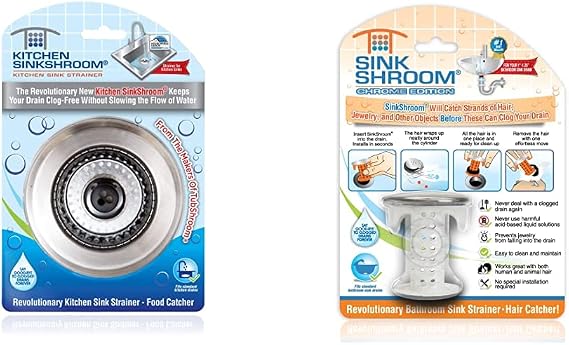 SinkShroom and Kitchen SinkShroom Bundle - Revolutionary Bathroom and Kitchen Sink Drain Protectors