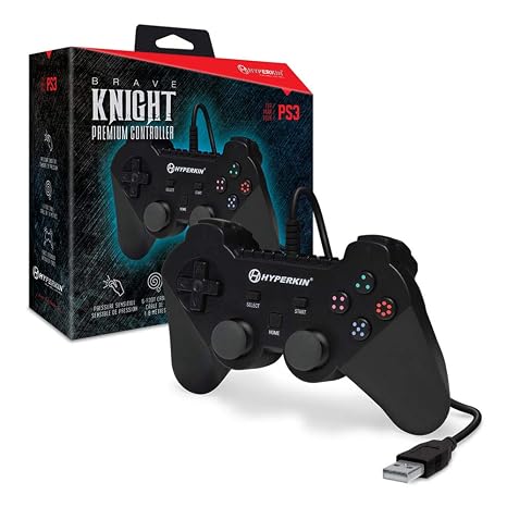 Hyperkin "Brave Knight" Premium Controller for PS3/ PC/ Mac (Black) | Wired Gamepad Controller for PlayStation 3 with 6 ft. Cable