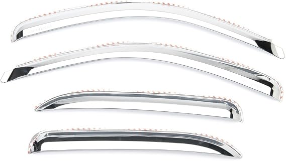 Putco Element Chrome Window Deflectors Fits Chevy Silverado/GMC Sierra 2014-2019 Crew Cab - Set of 4 - in Channel Install